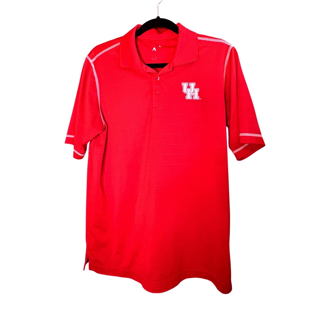 Antigua Mens Red University of Houston Cougars Polo Shirt Golf Athletic M